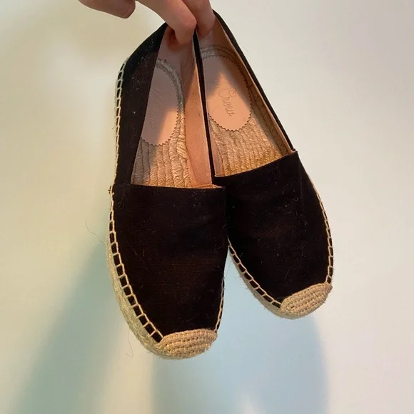 J. Crew Black and Cream Espadrilles Slip-On Shoes - Picture 5 of 5